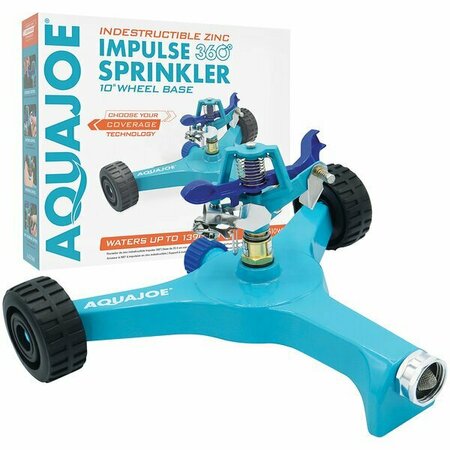 AQUA JOE AJ-IS10WB Indestructible Zinc 360 Degree Sprinkler with Wheeled Base - 1390 Sq. Ft. 200AJIS10WB